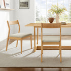 Modway - Solara Bois en tissu Fauteuils d’accompagnement à manger Ensemble de 2 - Tissage naturel à bruyère beige-Design minimaliste