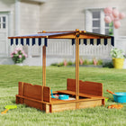 Outsunny Covered Kids Square Sandbox with Lid & Adjustable Canopy - 41.7" x 41.7" - Red-Lower the roof all the way to create a lid 