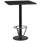 Flash Furniture Dessus de table carré de 30 po en stratifié noir avec anneau de pied-Table d'hospitalité à hauteur de bar