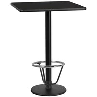 Flash Furniture Dessus de table carré de 30 po en stratifié noir avec anneau de pied-Table d'hospitalité à hauteur de bar
