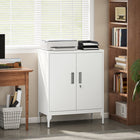 HOMCOM - Armoire de rangement en métal avec serrure pour bureau à domicile - blanc-Finition entièrement blanche qui s’intègre parfaitement au bureau à domicile, à la cuisine, au salon ou au garage 