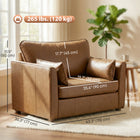 HOMCOM PU Leather Accent Chair with Wide Seat - Spring Cushion - Wood Legs - 2 Pillows for Living Room - Brown-High-quality PU leather resists spills and cracks for effortless maintenance   
