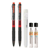 Pentel Q-Erase 0.5mm 2 Pencil Set with 2 Refill Leads & Eraser-Q-Erase is a fun, colourful addition to the Twist-Erase family of mechanical pencils