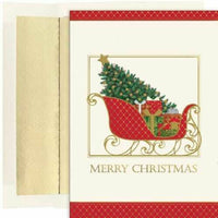 JAM Paper Christmas Cards & Matching Envelopes Set - 7-6/7" x 5-5/8" - Santa's Elegant Sleigh - 18 Pack-Santa's Elegant Sleigh Design