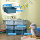 Qaba - Organisateur de rangement pour jouets pour enfants avec 6 bacs en plastique - bleu-Retirez complètement les bacs pour rechercher des objets  
