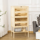 PawHut - 47,25 po H Cage pour hamster en bois de sapin-Le grillage en fil galvanisé et antirouille sur le toit assure une bonne ventilation