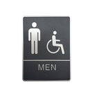 Futech - Panneau de toilette homme et Handicap en Braille - Gris - Paquet de 2-6 po L x 8 po H x 1-1/4 po P