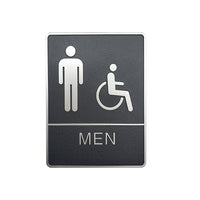 Futech - Panneau de toilette homme et Handicap en Braille - Gris - Paquet de 2-6 po L x 8 po H x 1-1/4 po P