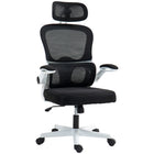 HOMCOM - Chaise de bureau ergonomique en maille avec soutien lombaire - noir-L’appuie‑tête peut pivoter, avancer/reculer et se retirer pour un soutien cervical personnalisé