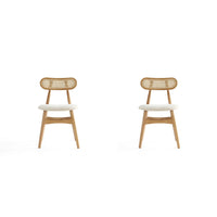 Manhattan Comfort Colbert 17.52" Industry Chic Upholstered Dining Chair - Nature and Oatmeal - Set of 2-Modern - Industry Chic Cane Dining Chair Perfect for Dining Room Use. Set of 2