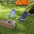 Outsunny Set of 2 Portable Camping Chair - Dark Blue-Folds it when not use for easy store