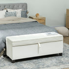 HOMCOM 47 Inch Linen Storage Chest Ottoman Bench - Cream White-Breathable, wear-resistant linen-look fabric with foam filling;