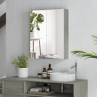 HOMCOM Wall Mount Medicine Cabinet with Mirror - Grey-Front mirror provides convenience for your morning dress up or shaving  