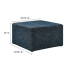 Modway Callum Large 28" Square Woven Heathered Fabric Upholstered Ottoman - Heathered Weave/Azure-Dense Foam Padding