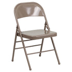 Flash Furniture HERCULES Series Triple Braced & Double Hinged Beige Metal Folding Chair-300 lb. Weight Capacity