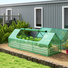 Outsunny Raised Garden Bed with Mini Greenhouse Cover - 106" L x 35" W x 37" H - Green-The PE cover keeps the inside warm and protects from UV rays and mild rain 