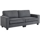 HOMCOM 3 Seater Sofa with Spring Cushion and Cup Holder for Bedroom - Dark Grey-Spring pack seat cushions with high-density foam maintain shape over time