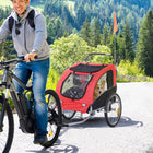 Aosom - Remorque de vélo pour chien 2-en-1, poussette pour animaux, chariot, wagon de vélo pour voyage, rouge-Portes avant/arrière à fermeture éclair pour une entrée facile 