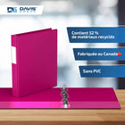 Davis Group Super économie, Reliure à anneaux en “D” inclinés 1 po, paquet de 6 – Rose-Polypropylène sans PVC