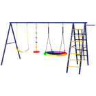 Qaba Outdoor 6-in-1 Kids Heavy Duty Swing Set-Six-in-one design caters to diverse play preferences 