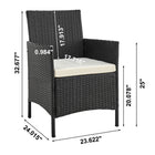Manhattan Comfort Imperia Modern Patio 2-Person Seating Group 3-Piece Set with End Table - Grey/Cream-End Table Includes Removeable Tempered 5MM Glass