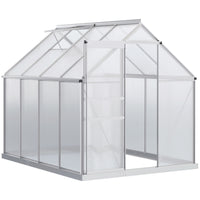Outsunny - serre en polycarbonate 6 pi x 12 pi x 6,5 pi, gris charbon- Serre spacieuse de 6 po x 8 po x 6,5 po pour cultiver des fleurs, des légumes et des fruits
