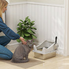 PawHut Stainless Steel Cat Litter Box with Metal Litter Scoop - 17" L x 13.1" W - Grey-Cat litter box fits cats up to 8.8 lbs. (4 kg), great for multi-cat homes 