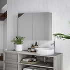 HOMCOM Wall Mount Medicine Cabinet with Mirror and Two Doors - Grey-Constructed of MDF with for durability  