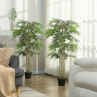 Outsunny - Arbre de bambou artificiel 5 pi en pot avec 1095 feuilles - vert - lot de 2-Cette plante comprend 1095 feuilles qui apportent une sensation naturelle à votre pièce 