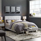 Modway Amira Upholstered Fabric Queen Bed - White-Non-Marking Foot Caps