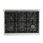 Kucht 36" KNG Series Pro Style Natural Gas Range - Stainless Steel/Silver-Heavy-duty cast-iron cooking grates withstand intense heat and allow cookware to move between burners without lifting