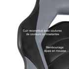 Emerge - Fauteuil de jeu en cuir reconstitué Vortex de la gamme - noir et gris-Dimensions du siège : 22 larg. x 18,6 prof. x 17,9 à 21,6 haut. (po)