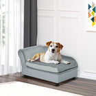 PawHut Sponge Cushioned Pet Sofa Couch with Storage - Grey-Sturdy wood construction for long-term use and the ability to support up to 22 lbs. 