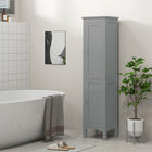Kleankin Tall Bathroom Storage Cabinet with Adjustable Shelves - Grey-Three shelves in the two cabinets are adjustable, giving you more storage flexibility