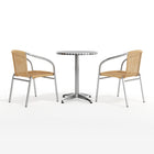 Flash Furniture 23.5'' Round Aluminum Indoor-Outdoor Table with 2 Beige Rattan Chairs (TLH-ALUM-24RD-020BGECHR2-GG)-ANSI BIFMA Certified