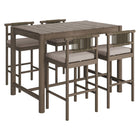 Modway Eleni 5-Piece Outdoor Teak Wood Bar Set - Weathered Grey Pebble-Teak Wood Furniture Set