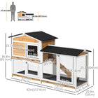 PawHut - Clapier à lapin en bois à 2 niveaux avec rampe et enclos extérieur jaune - 62 po L x 20,9 po l x 36,8 po H-Maison et enclos avec portes verrouillables pour sortir et placer facilement vos animaux 