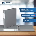 Davis Group Super économie, Reliure à anneaux en “D” inclinés 1 po, paquet de 6 – Gris-Polypropylène sans PVC