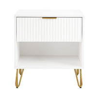 Manhattan Comfort DUMBO 20.07" Modern 1-Drawer Nightstand - White-Modern-Contemporary with a taste of Glam - Nightstand for Bedroom and Living Room Use