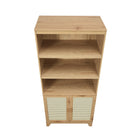 Manhattan Comfort Sheridan 31.49" Mid-Century Modern Bookcase Cabinet - Nature-Cleaning: Wipe with a damp cloth, avoiding excessive moisture. Avoid: Harsh chemicals or abrasive cleaners that can damage the surface. Care: Keep away from excessive humidity, as product can swell or warp when exposed to water or moisture. Protection: Use coasters or mats to avoid scratches or stains