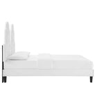 Modway Alexandria Tufted Performance Velvet Twin Platform Bed with Black Wood Legs - White-Black Wood Legs With Non-Marking Caps