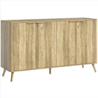 HOMCOM 55.1" L Fluted Sideboard Buffet Cabinet with Storage - Oak-Wavy fluted fronts and rounded edges enhance aesthetic appeal