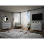 Manhattan Comfort Rockefeller 35.24" Mid-Century Modern 3-Drawer Dresser 2-Piece Set - White-Choose Your Handle Design When the Product is at Your Home! Option for Cut-Out Edge Handle, or Flush Design Look.