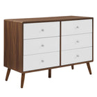Modway Transmit 47" Dresser - Walnut White-Mid-Century Style Dresser