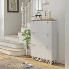 HOMCOM Shoe Cabinet with 3 Flip Drawers for 24 Pairs - White-Adjustable shelves fit shoes of varying sizes