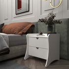 Manhattan Comfort Coney 19.68" Mid-Century Modern Nightstand - White-Includes 2 Spacious Drawers With Simple .75 Gliding Mechanism