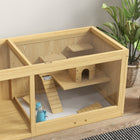 PawHut - Grande Cage à Hamster en Bois avec Bac Amovible, Balançoires et Échelle-Couleur : Effet bois naturel
