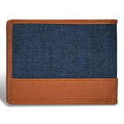 Champs Denim Leather Top Wing Wallet - Tan/Blue-2 slot pockets