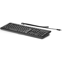 HP USB Wired Keyboard - Black-Sleek Design & Comfort: Features a full-sized, black layout for comfortable and efficient typing.