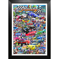 Auto Racing Collage by Michael Fishel - Framed Print - 27" x 35"-High-quality art print professionally matted and framed